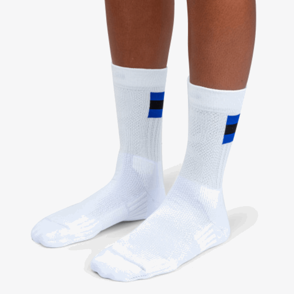 Calzino Da Tennis Su Running Bianco-indaco