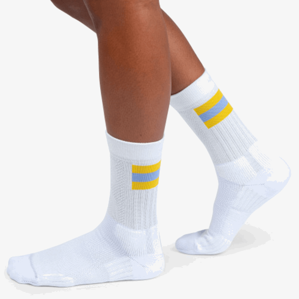 Calzino Da Tennis Su Running Bianco-senape