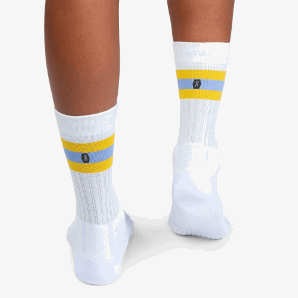 Calzino Da Tennis Su Running Bianco-senape