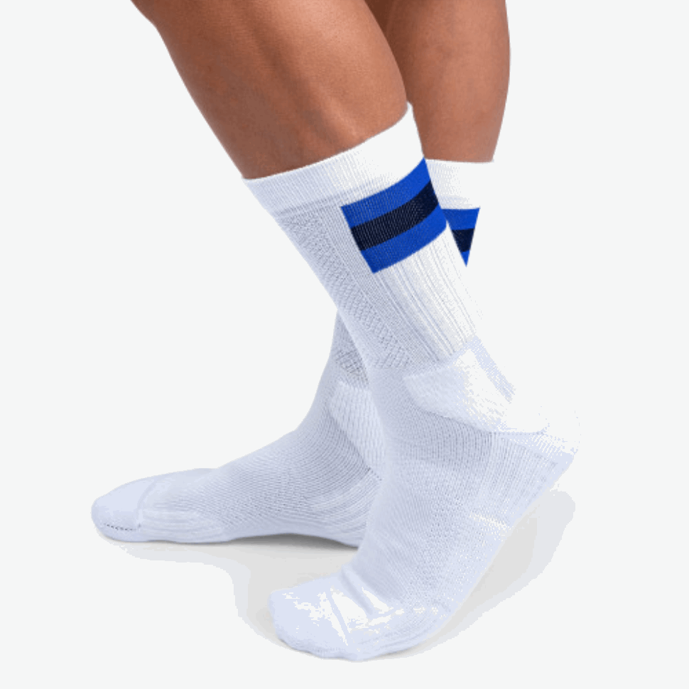 Calzino Da Tennis Bianco-indaco Su Corsa