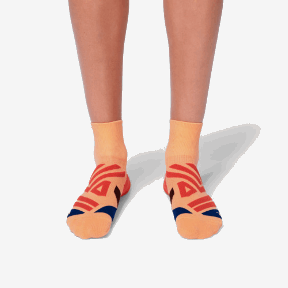 Calzino Medio Su Running Coral-navy